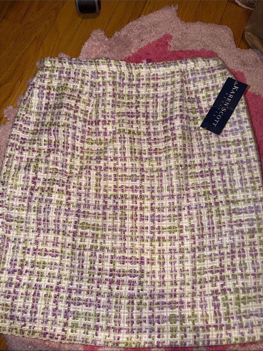 Karen Scott Lavender & Sage Tweed Pencil Skirt